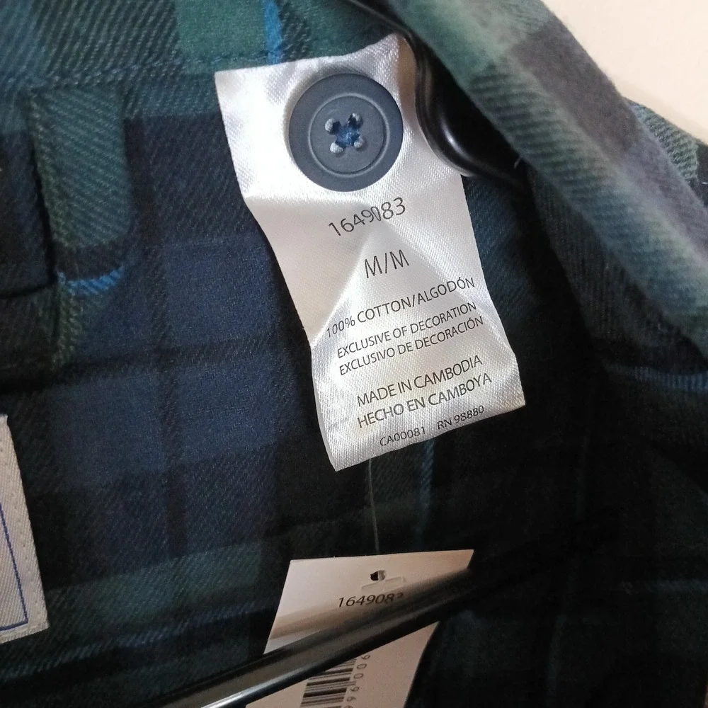 Majestic International Plaid Cotton Pajama Set Men's M Green Blue Lounge Sleep